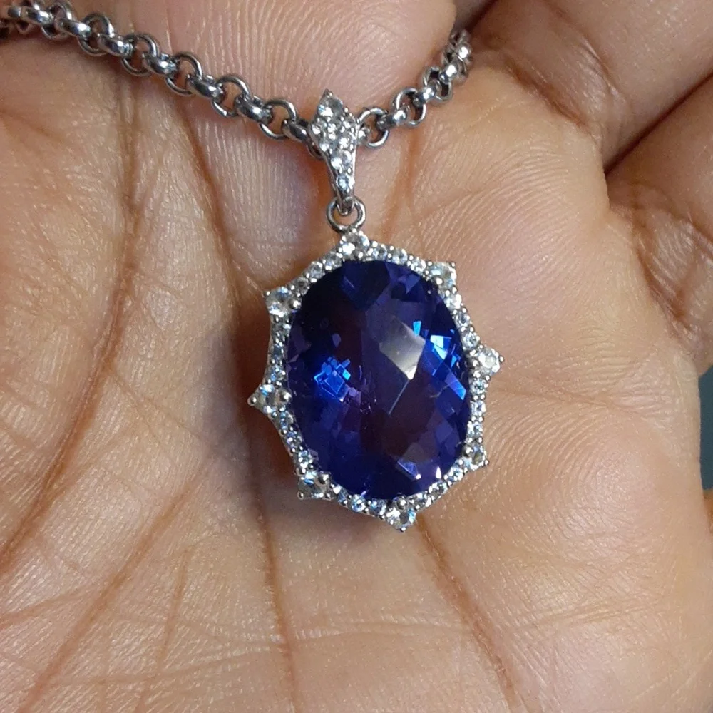 925 Genuine Color Change Fluorite and White Topaz.  FIRM. - Picture 12 of 14